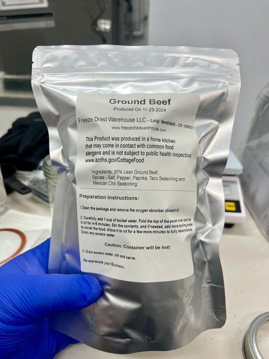 Freeze Dried 95% Lean Ground Beef Sold by the Ounce